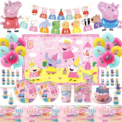 Peppa pig pink tableware party - pig,